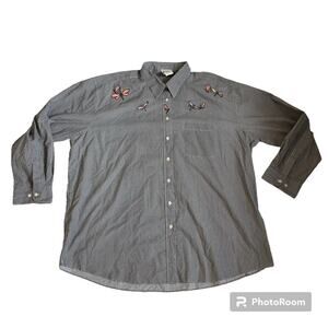 Vtg Y2K 2000s Dragonfly Embroidery Button Up Plus Sz 3X Fairy Granny Cottagecore